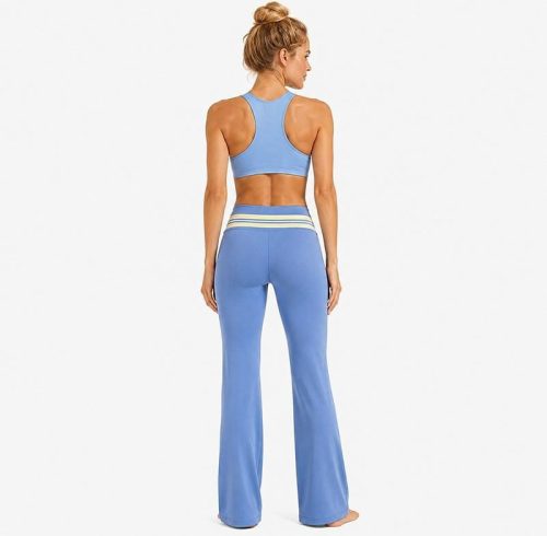 Pantalons de yoga personnalisés à jambes évasées - Ceinture rayée haute