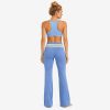 Pantalones de yoga personalizados con forma de abertura - Pantalones de cintura alta con costura a rayas