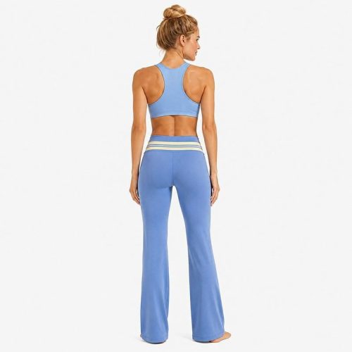 Pantalones de yoga personalizados con forma de abertura - Pantalones de cintura alta con costura a rayas
