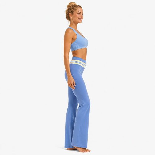 Pantalones de yoga personalizados con forma de abertura - Pantalones de cintura alta con costura a rayas
