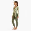 Top de yoga personalizado con estampado de puntos verdes salvia - Manga larga cortada con cintura ajustable
