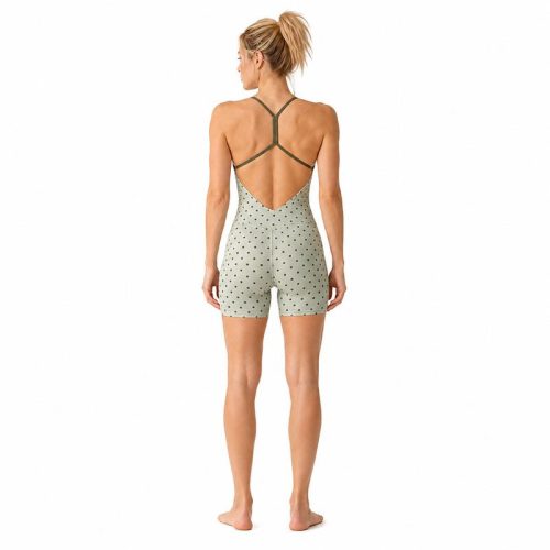 Bodysuit de Yoga con Estampado de Puntos Verdes Sage Personalizado - Modelo Y-Back con Tirantes
