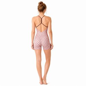 Bodysuit Yoga Personnalisé en Vert Sage à Pois - Jumpsuit Unicolore à Dos en Y