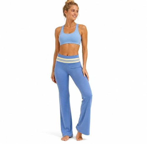 Pantalones de yoga personalizados con forma de abertura - Pantalones de cintura alta con costura a rayas
