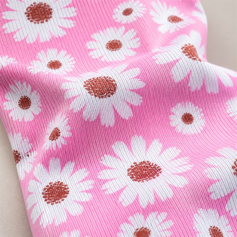 Custom Daisy Print Yoga Jumpsuit fabric and print detail