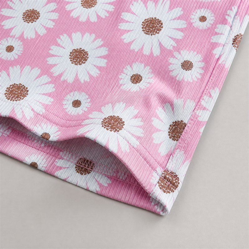 Custom Daisy Print Yoga Jumpsuit leg opening seam detail