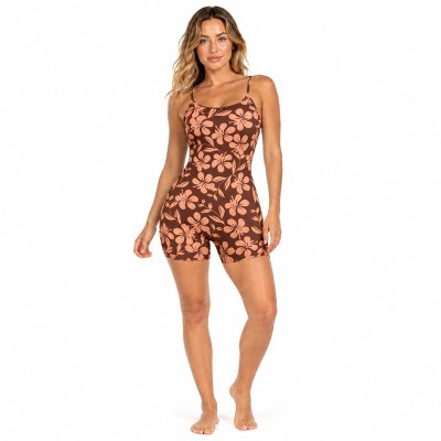 Custom Hibiscus Print Yoga Jumpsuit for Private Label Brands