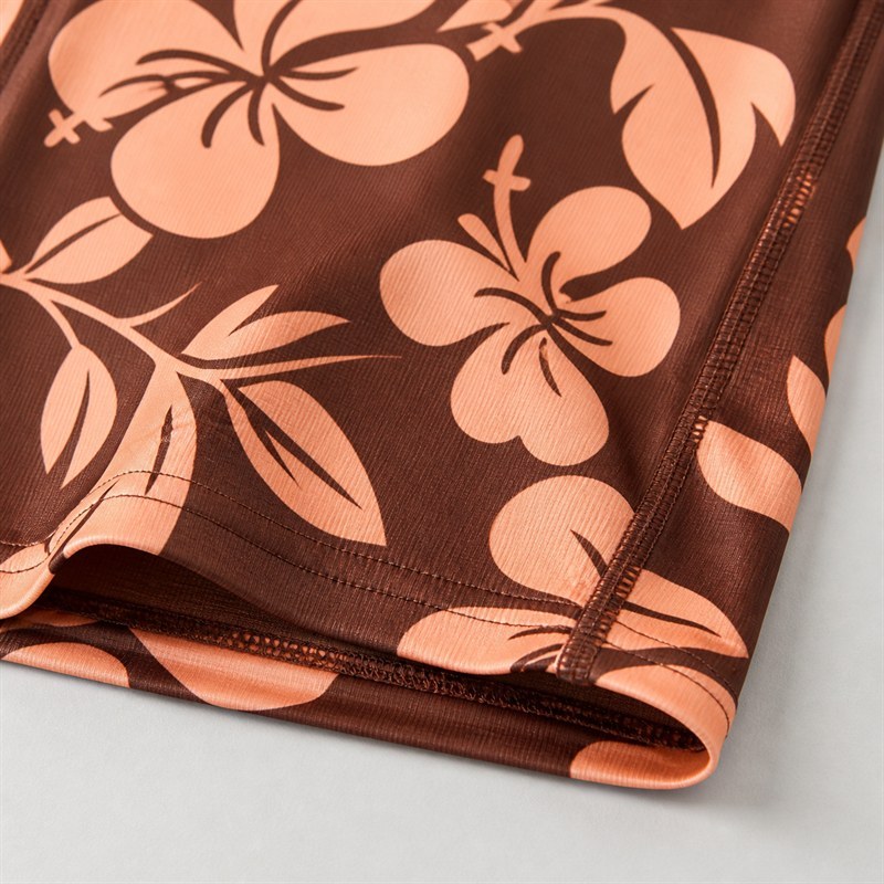 Custom Hibiscus Print Yoga Jumpsuit leg opening seam detail