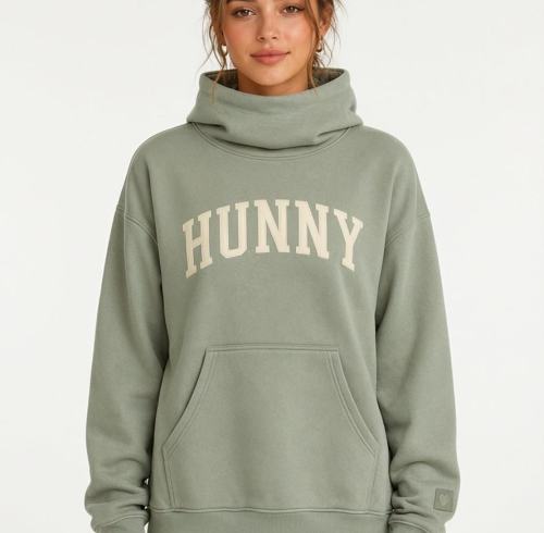 Sudadera Oversized Cuello Cowl Personalizada para Mujer con Estampado de Letras | Sudadera Casual de Felpa
