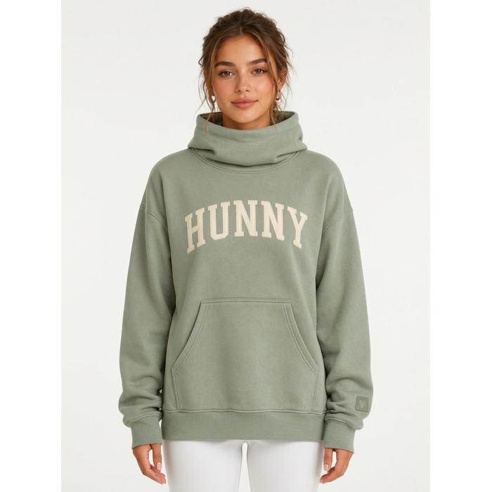 Sudadera Oversized Cuello Cowl Personalizada para Mujer con Estampado de Letras | Sudadera Casual de Felpa