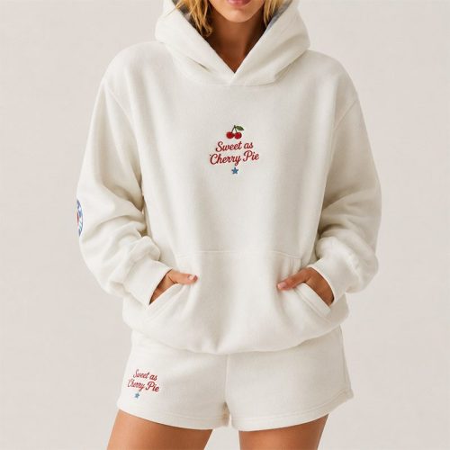 Chandail et pantalon de sport oversize à imprimé cerise personnalisé - Loungewear OEM