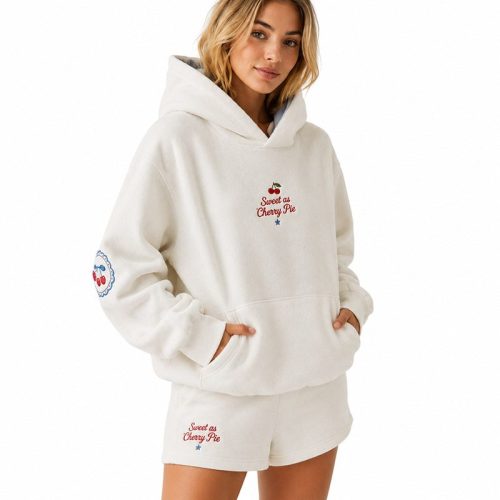 Chandail et pantalon de sport oversize à imprimé cerise personnalisé - Loungewear OEM