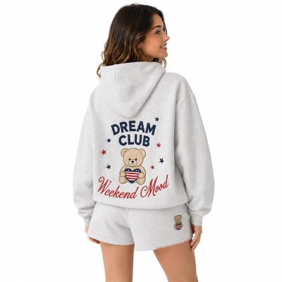 Shorts et sweat personnalisé vintage brodé - Ensemble sportswear femme loose casual 2 pièces