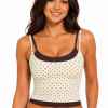 Set de Yoga Personalizado con Estampado de Puntos Cream – Camiseta Ajustada y Pantalones con Cintura Ruchada