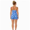 Custom Blue Floral Cami Strap Yoga Jumpsuit - Contrast Piping One-Piece Workout Bodysuit