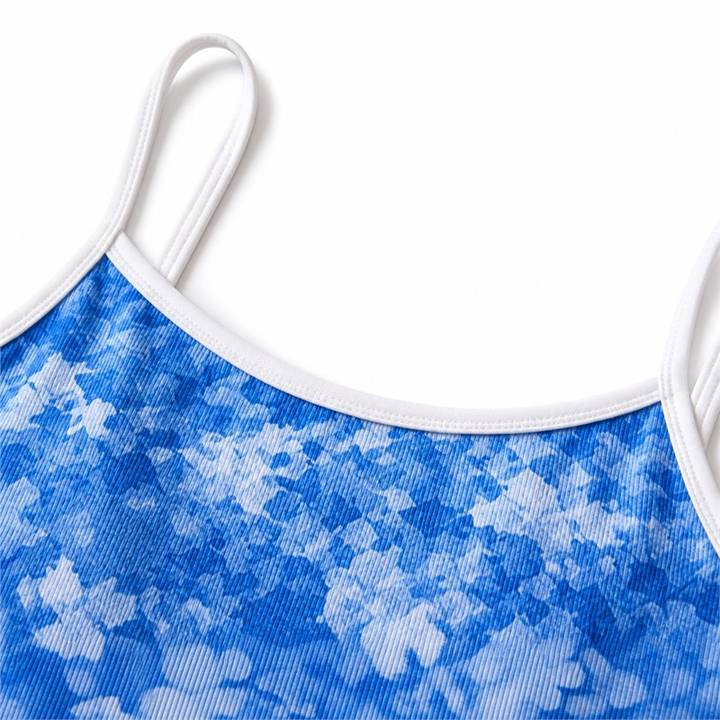 Blue Floral Cami Strap Square Neckline Detail