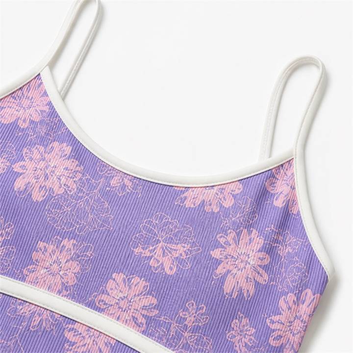 Lavender Floral Cami Strap Square Neckline Detail