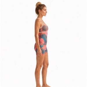 Custom Tropical Hibiscus Cami Strap Yoga Jumpsuit - Contrast Piping One-Piece Workout Bodysuit