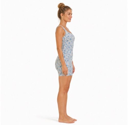 Custom Square Neck Floral Yoga Jumpsuit - High Stretch One-Piece Workout Bodysuit