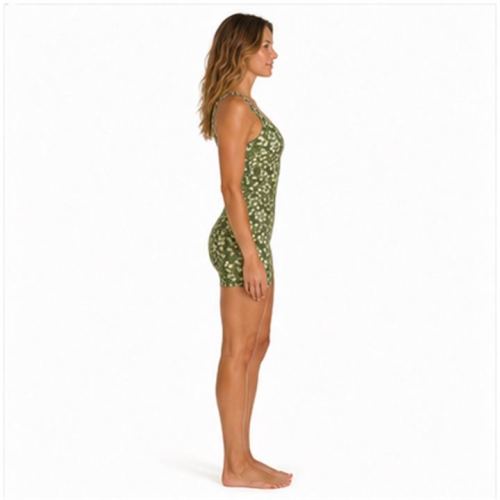 Custom U-Neck Floral Yoga Jumpsuit - Sleeveless One-Piece Active Workout Bodysuit