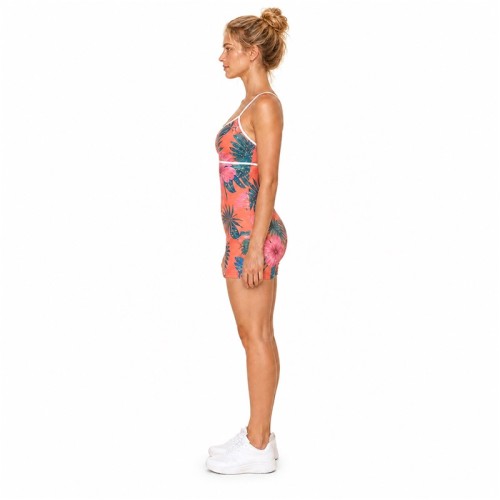 Custom Hibiscus Yoga Jumpsuit | Cami Straps & Piping for Resort Fitness