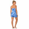 Mono de yoga floral azul | Ribete de contraste para estudio
