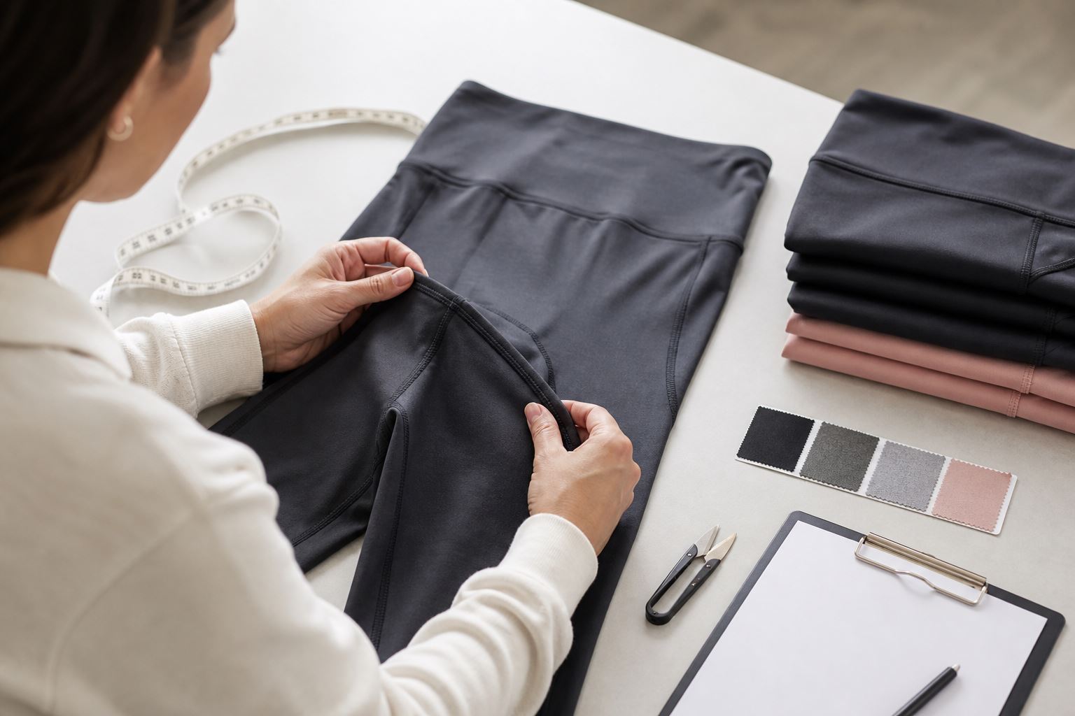 Quality inspection of activewear seams and measurements