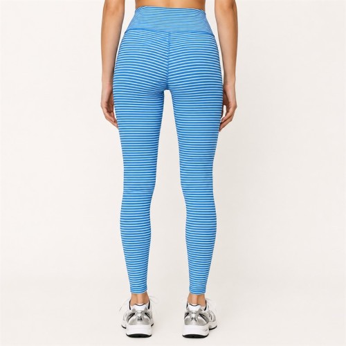 Custom Yoga Leggings – Blue Stripe High Waist | Fitness & Casual