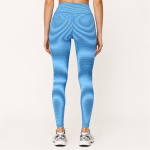 Custom Yoga Leggings – Blue Stripe High Waist | Fitness & Casual