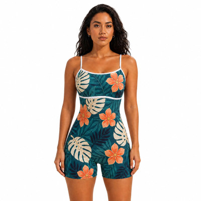 Custom Yoga Jumpsuit – Tropical Floral Print | Resort & Studio Wear