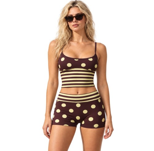Yoga Set Supplier – Polka Dots & Stripes | Scoop Neck | Women's Yoga