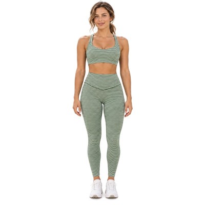 Racerback Sports Bra OEM – Fine Stripes & U-Neck | Women's Yoga