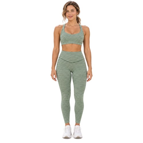 Racerback Sports Bra OEM – Fine Stripes & U-Neck | Women's Yoga