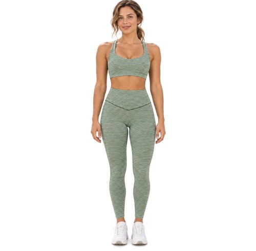 Racerback Sports Bra OEM – Fine Stripes & U-Neck | Women's Yoga