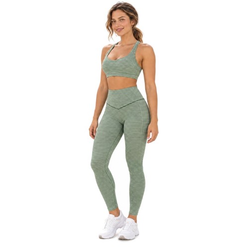 Racerback Sports Bra OEM – Fine Stripes & U-Neck | Women's Yoga
