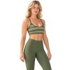 Thin Strap Sports Bra OEM – U-Neck & Olive Stripes | Women's Yoga
