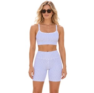 Custom Striped Yoga Set – Cami Top & High-Waist Shorts
