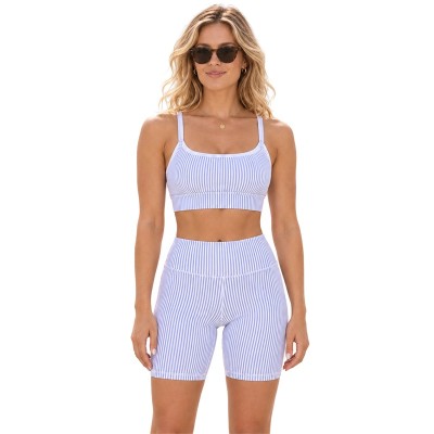 Custom Striped Yoga Set – Cami Top & High-Waist Shorts