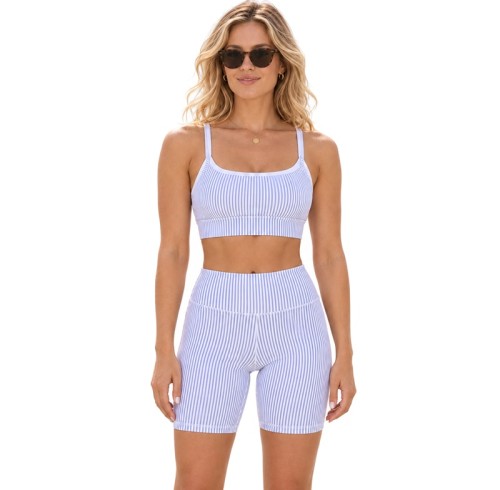 Custom Striped Yoga Set – Cami Top & High-Waist Shorts