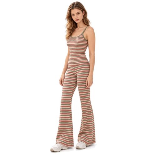 Custom Flared Yoga Set – Striped Cami Top & Full-Length Pants