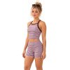 Custom High Neck Yoga Set – Mauve Stripe Crop Top & Shorts