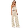 Custom Strapless Yoga Set – Striped Tube Top & Wide-Leg Pants