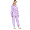 Custom Zip-Up Hoodie – Cropped Lilac Heart Print for Women