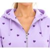 Custom Zip-Up Hoodie – Cropped Lilac Heart Print for Women