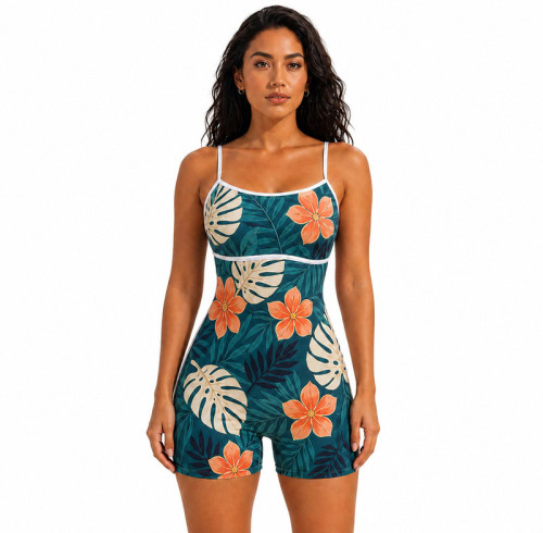 Mono de yoga personalizado con flores tropicales | Vacaciones y estudio
