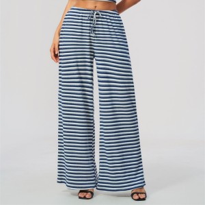 Pantalones de yoga de pierna ancha personalizados | Rayas y cordón, estudio y descanso