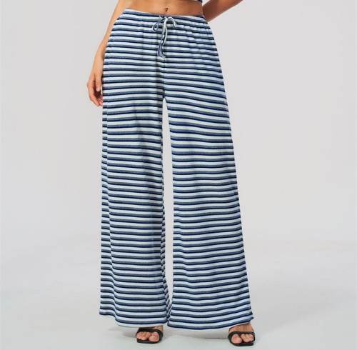 Pantalones de yoga de pierna ancha personalizados | Rayas y cordón, estudio y descanso