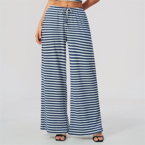 Pantalones de yoga de pierna ancha personalizados | Rayas y cordón, estudio y descanso