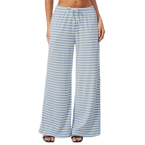 Pantalones de yoga de pierna ancha personalizados | Rayas y cordón, estudio y descanso