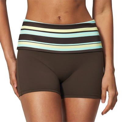 Short de yoga personnalisé | Taille rabattable à blocs de couleur pour l’entraînement féminin